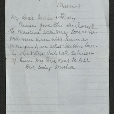 Letter to Maurice Stimpson&#039;s Sister and Brother